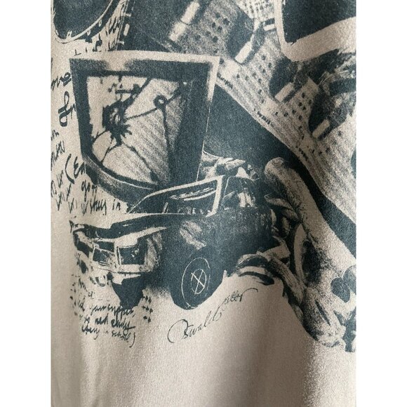 H&M Tshirt Mens Size M Dusty Purple Guitars Bikes Cars Graffiti - Picture 6 of 12